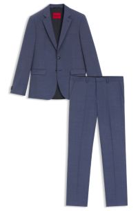 Two-piece wool-blend extra-slim-fit suit, Dark Blue