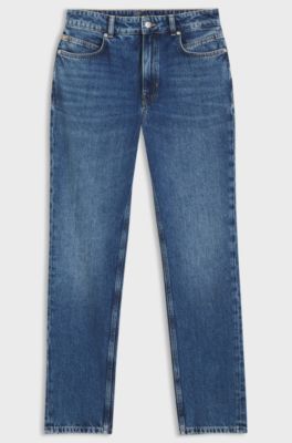 Regular-Fit Jeans aus mitteldunklem Denim mit softem Peach-Touch, Dunkelblau