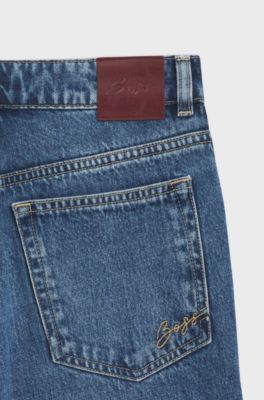 Jeans regular fit in denim morbido color pesca medio scuro, Blu scuro