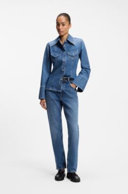 Regular-fit jeans in mid-dark peachy-soft denim, Dark Blue