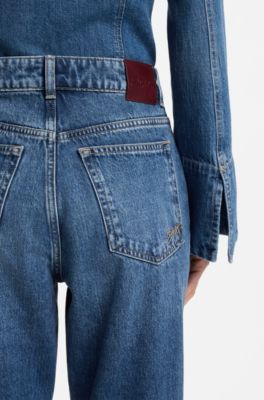 Regular-Fit Jeans aus mitteldunklem Denim mit softem Peach-Touch, Dunkelblau