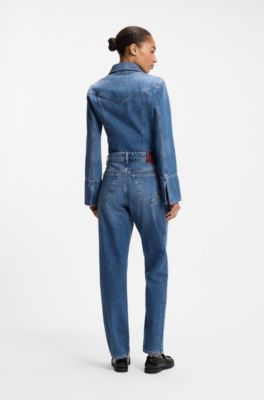 Jeans regular fit in denim morbido color pesca medio scuro, Blu scuro