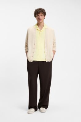 BOSS BY BECKHAM relaxed-fit shirt in fluid fabric, Beige