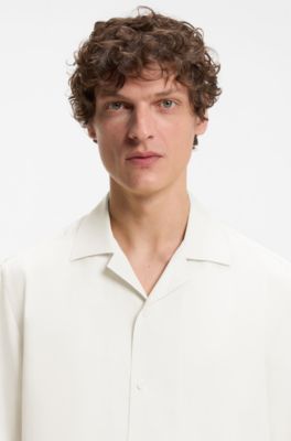BOSS BY BECKHAM Relaxed-Fit Hemd aus flie&szlig;endem Gewebe, Beige