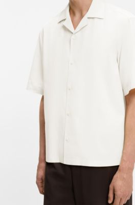 BOSS BY BECKHAM Relaxed-Fit Hemd aus flie&szlig;endem Gewebe, Beige