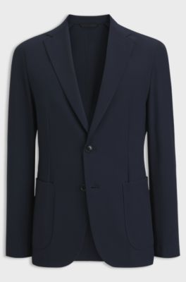 Slim-fit blazer in performance stretch fabric, Dark Blue