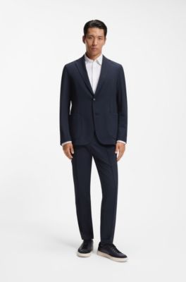 Slim-fit blazer in performance stretch fabric, Dark Blue