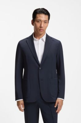 Slim-fit blazer in performance stretch fabric, Dark Blue