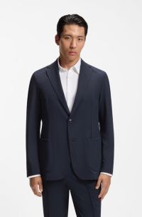 Slim-fit blazer in performance stretch fabric, Dark Blue