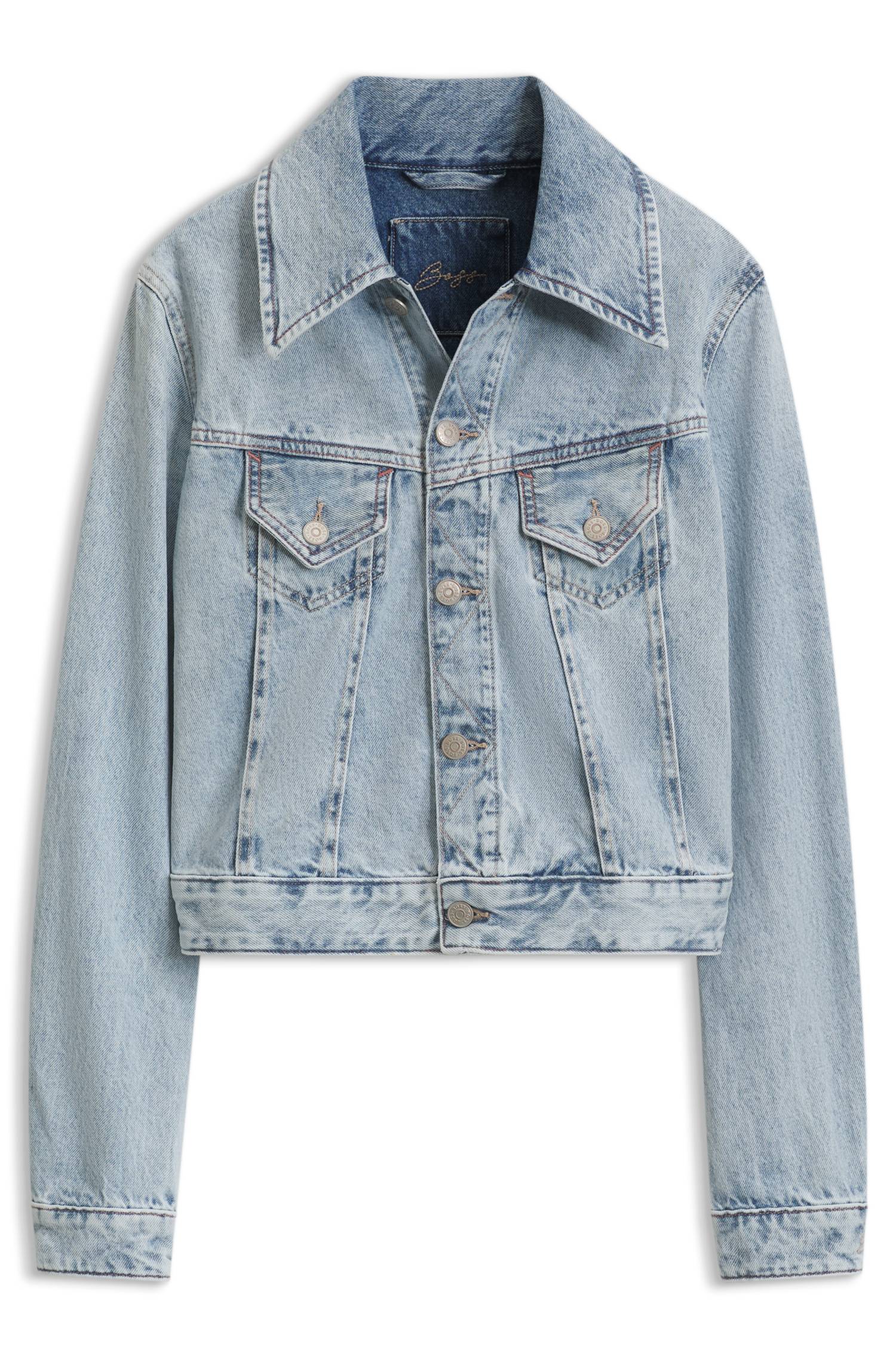 Boss Slim trucker jacket with marble-wash denim jackor dam – bild 4