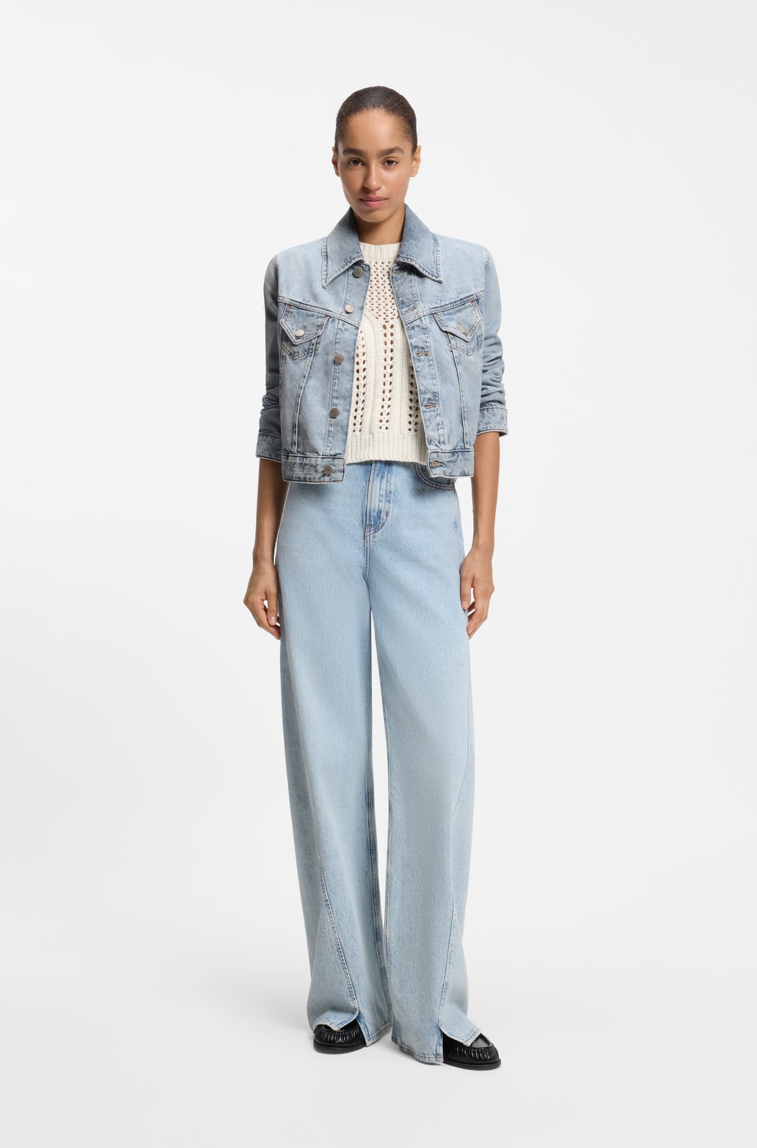 Boss Slim trucker jacket with marble-wash denim jackor dam – bild 2