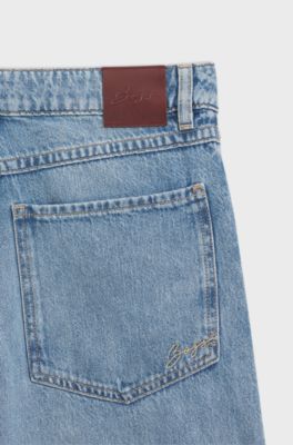 Mid-rise cropped jeans in relaxed fit, Blue