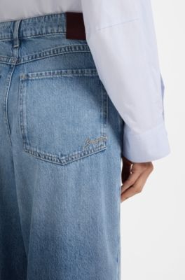 Mid-rise cropped jeans in relaxed fit, Blue