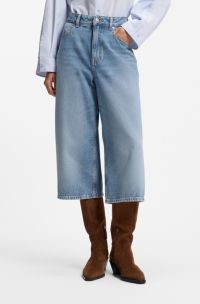 Mid-rise cropped jeans in relaxed fit, Blue