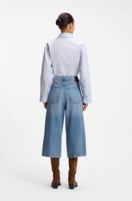 Mid-rise cropped jeans in relaxed fit, Blue
