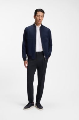 Slim-fit trousers in performance stretch fabric, Dark Blue