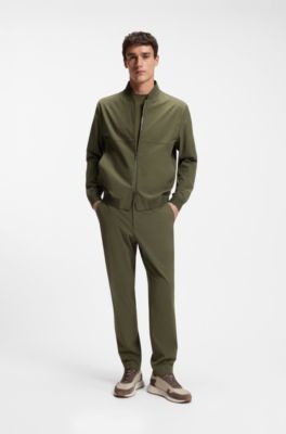 Slim-fit jacket in micro-patterned stretch fabric, Light Green