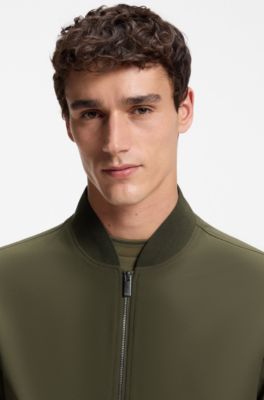 Slim-fit jacket in micro-patterned stretch fabric, Light Green