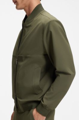 Slim-fit jacket in micro-patterned stretch fabric, Light Green
