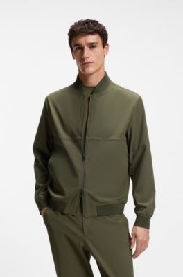 Slim-fit jacket in micro-patterned stretch fabric, Light Green