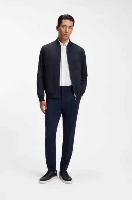 Slim-fit jacket in micro-patterned stretch fabric