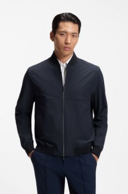 마이크로 패턴 스트레치 패브릭 슬림 핏 재킷, 다크 블루