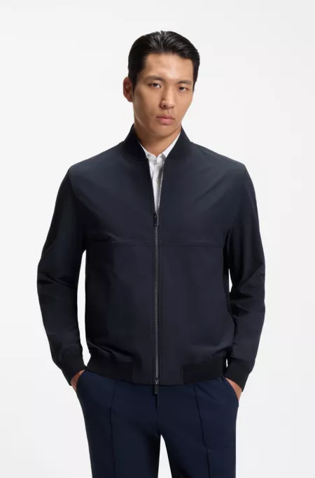 Slim-fit jacket in micro-patterned stretch fabric