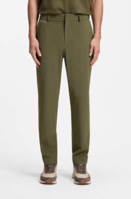 Tapered-fit trousers in performance stretch fabric, Green