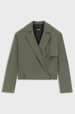 Relaxed-fit jacket in Japanese crepe, Dark Green