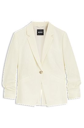 Slim-fit blazer in Japanese crepe with ruched sleeves