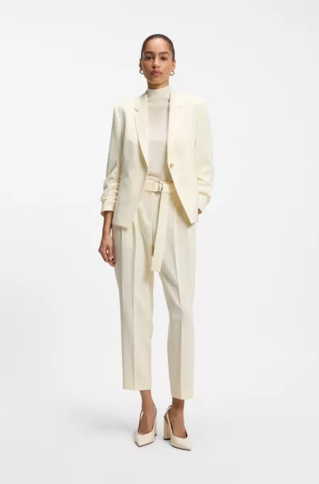 Slim-fit blazer in Japanese crepe with ruched sleeves