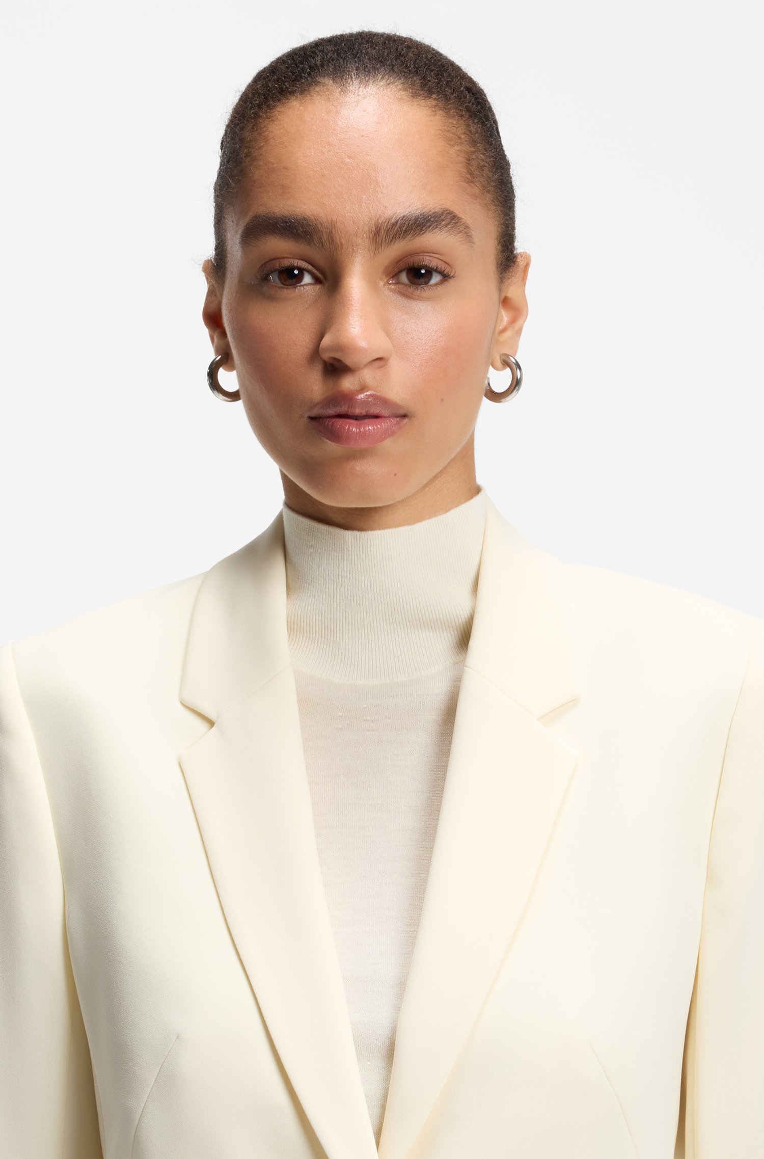 Boss Slim-fit blazer in Japanese crepe with ruched sleeves dam – bild 3