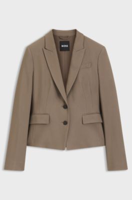 Slim-fit blazer in stretch gabardine, Light Brown