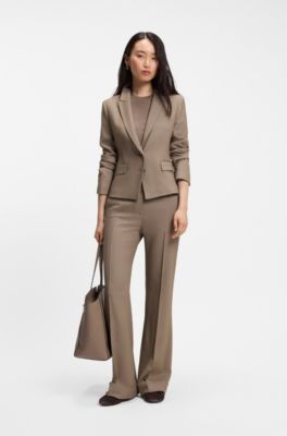 Slim-fit blazer in stretch gabardine, Light Brown