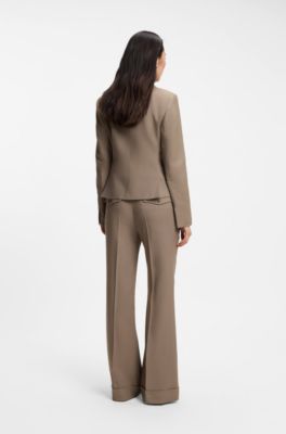 Slim-fit blazer in stretch gabardine, Light Brown