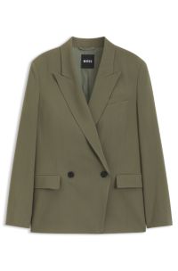 Regular-fit blazer in pinstripe stretch crepe, Khaki