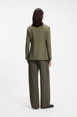Regular-fit blazer in pinstripe stretch crepe, Khaki