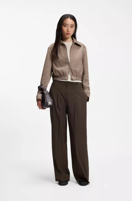 Regular-fit patterned blazer in stretch jersey