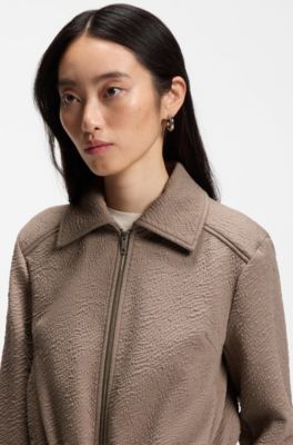 Regular-fit patterned blazer in stretch jersey, Brown