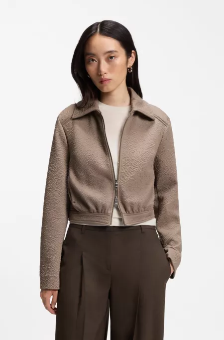 Regular-fit patterned blazer in stretch jersey