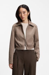 Regular-fit patterned blazer in stretch jersey, Brown