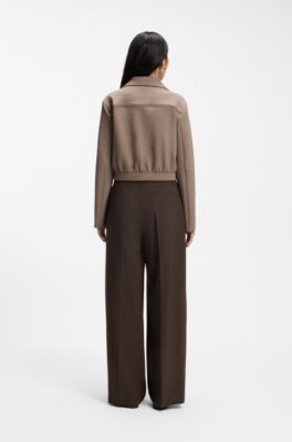 Regular-fit patterned blazer in stretch jersey, Brown