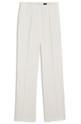 Straight-fit trousers in matte fabric, White