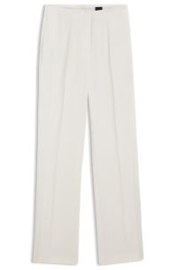 Straight-fit trousers in matte fabric, White