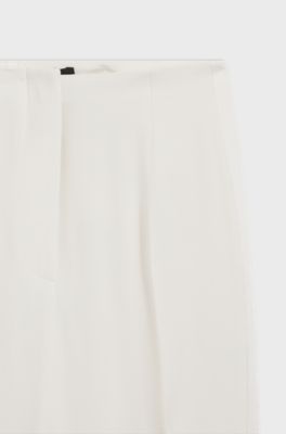 Straight-fit trousers in matte fabric, Natural