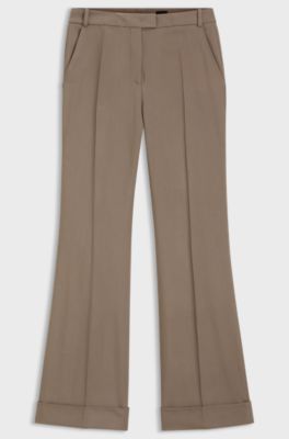 Flared-Fit Hose aus Stretch-Gabardine, Braun