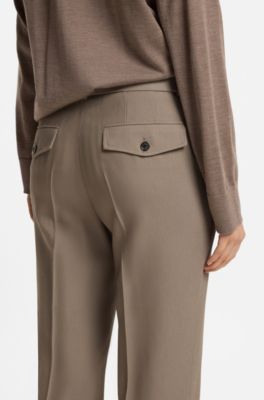 Flared-Fit Hose aus Stretch-Gabardine, Braun