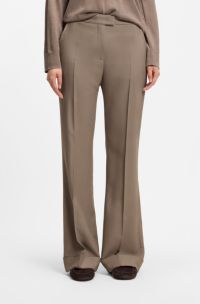 Flared-fit trousers in stretch gabardine, Brown