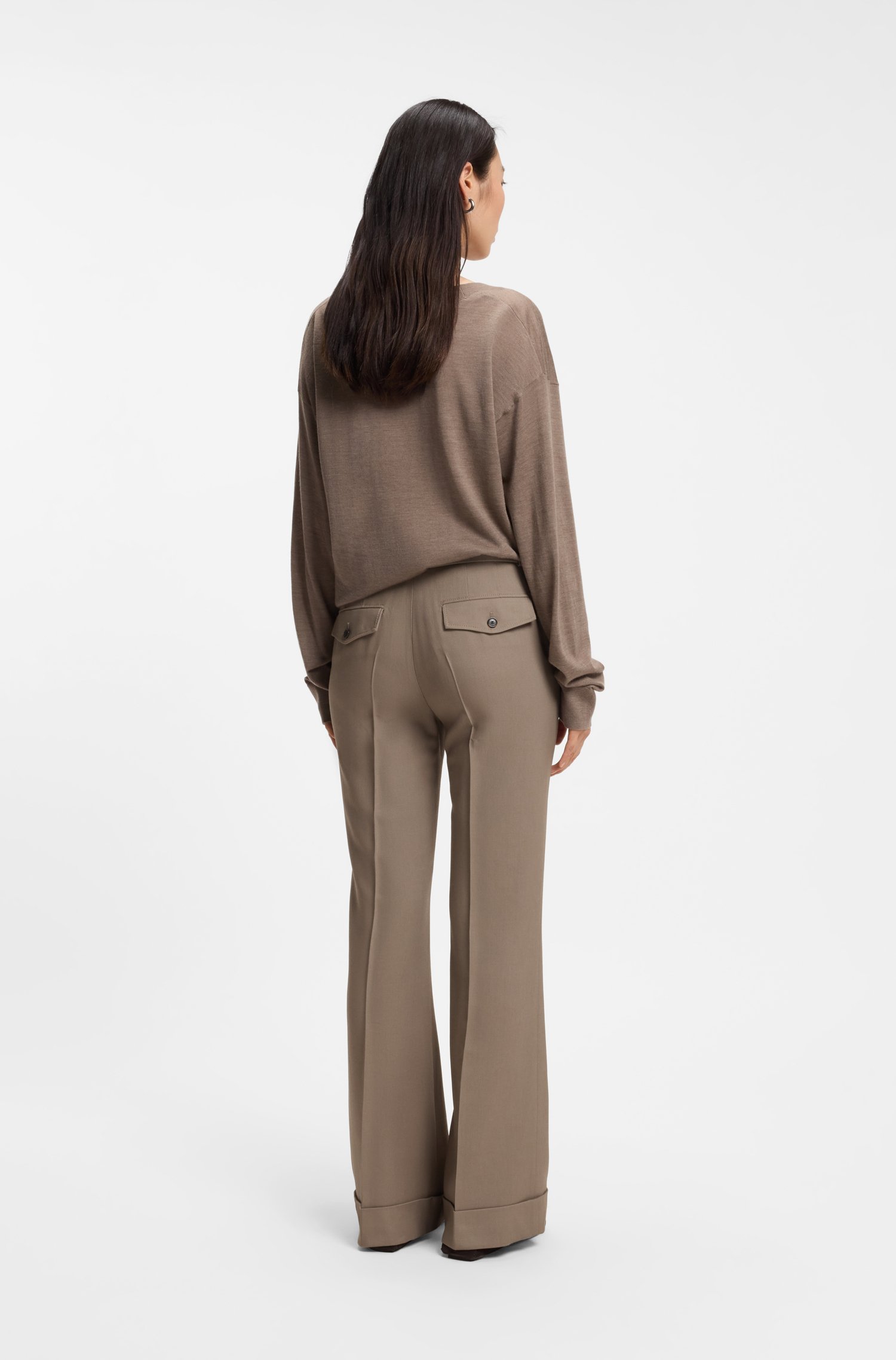 Boss Flared-fit trousers in stretch gabardine byxor dam – bild 2