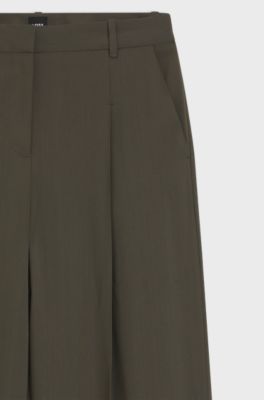 Regular-fit trousers in pinstripe stretch crepe, Dark Green